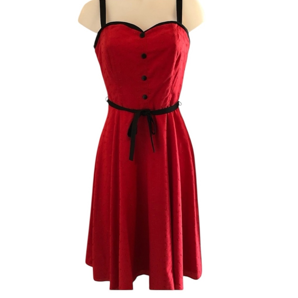 Stop Starring red eyelet midi swing dress